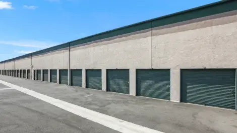 Row of storage units outside.