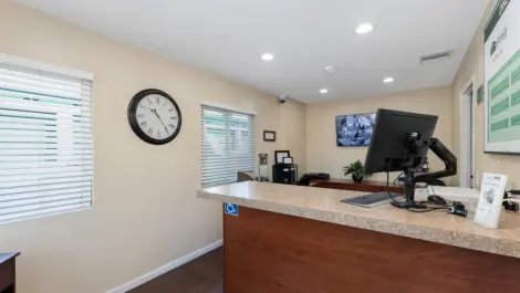Front office desk at facility.