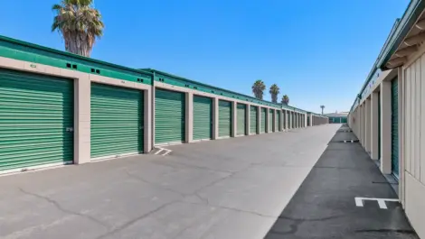 Row of outdoor storage units.