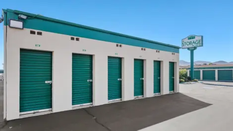 Six small exterior storage units.