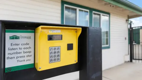 Close up of an entry gate keypad.